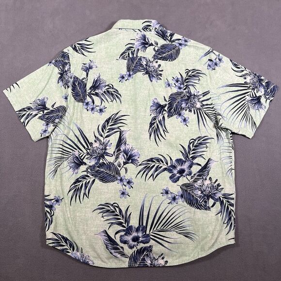 Tommy Bahama Camp Shirt Shirt Men Large Green‎ Blue Goa Gardens Tropical Silk - Picture 2 of 9
